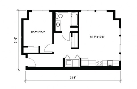 Stack House Apartments in Seattle, Washington 1x1 Floor Plan